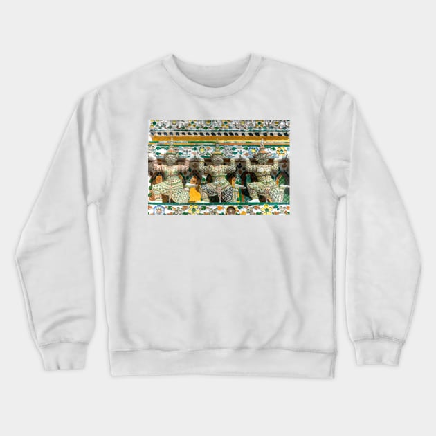 Porcelain Solders Guarding Prang, Wat Arun Crewneck Sweatshirt by BrianPShaw